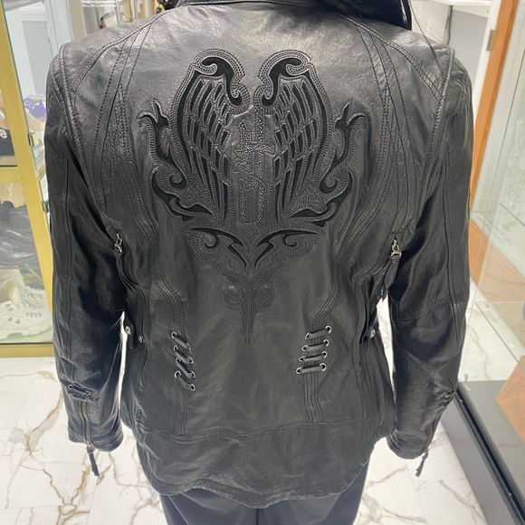 Harley Davidson Embroidered Leather Jacket - Picture 2 of 12